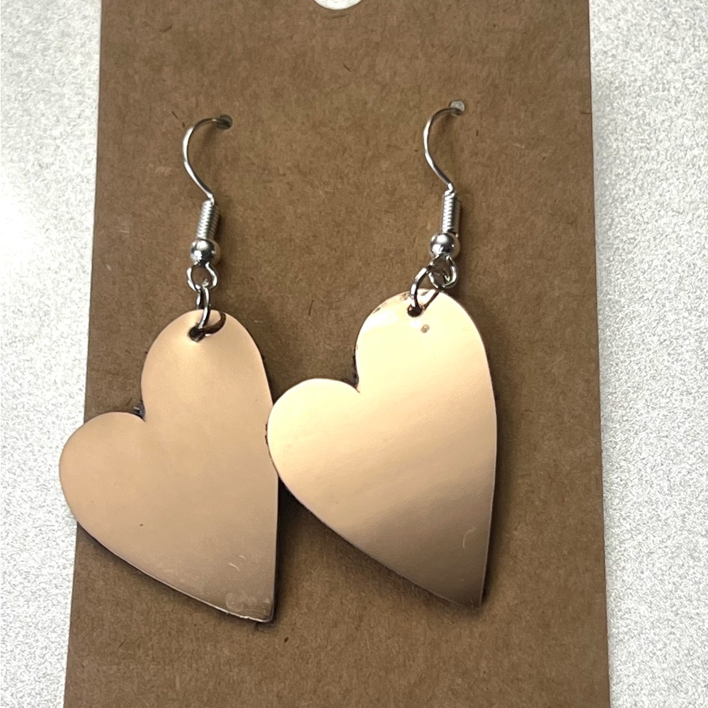 3/$15 - Rose Gold Mirror Heart Earrings